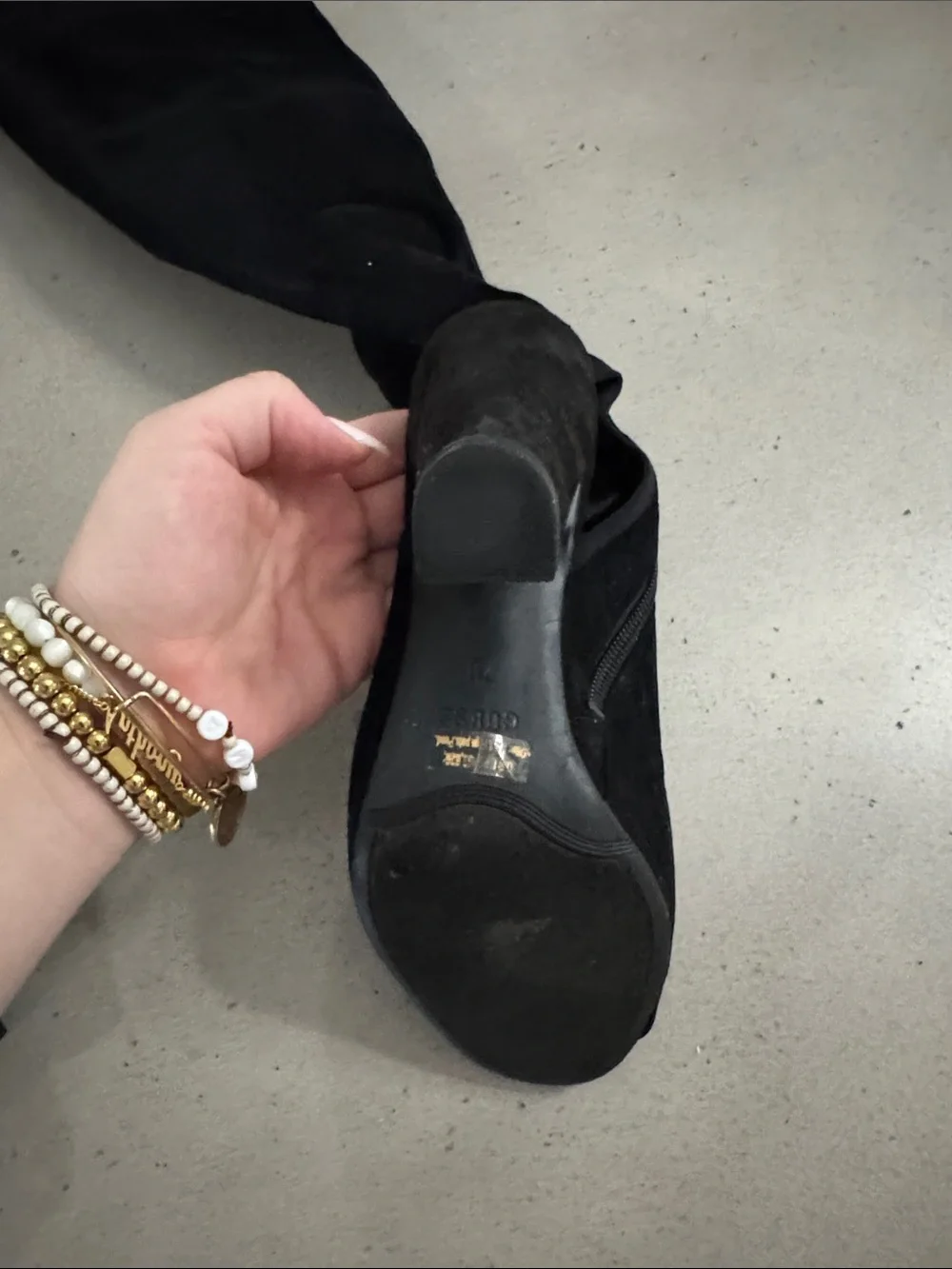 Guess women’s black Over-the-Knee Peep-Toe Heeled Boots